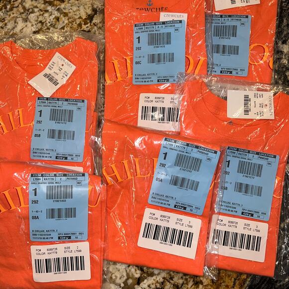 NWT J. Crew Boys' Orange/Coral W/"Chill Out" Graphic T-Shirt - Picture 9 of 9